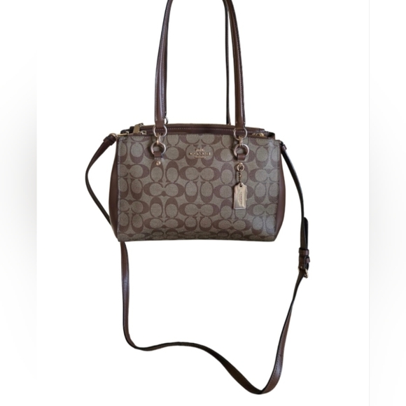 Coach Handbags - Coach Etta Carry All Tan Signature Shoulder Bag